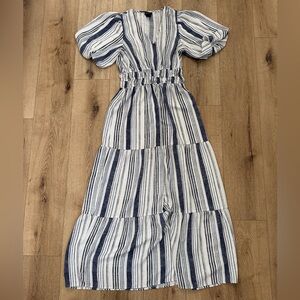 Kate and Lily Striped Blue and White Maxi Dress